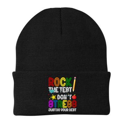 Rock The Test Don't Stress Just Do Your Best Educational Knit Cap Winter Beanie