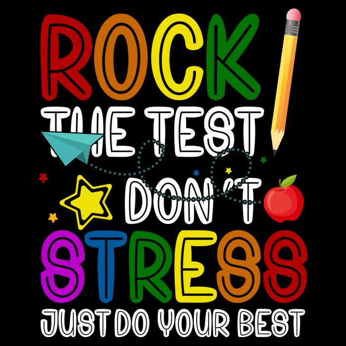 Rock The Test Don't Stress Just Do Your Best Educational Drawstring Bag
