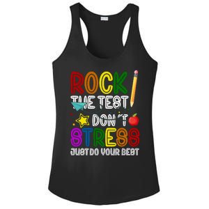 Rock The Test Don't Stress Just Do Your Best Educational Ladies PosiCharge Competitor Racerback Tank