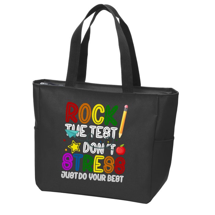 Rock The Test Don't Stress Just Do Your Best Educational Zip Tote Bag