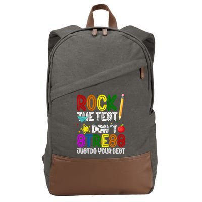 Rock The Test Don't Stress Just Do Your Best Educational Cotton Canvas Backpack