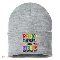 Rock The Test Don't Stress Just Do Your Best Educational Sustainable Knit Beanie