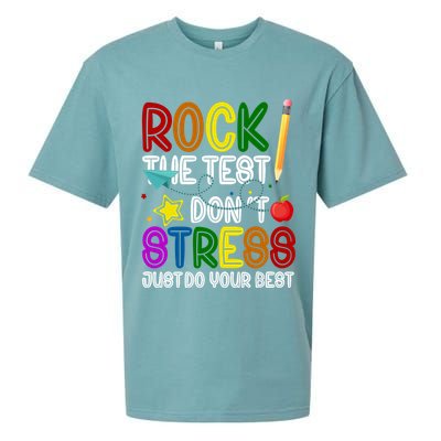 Rock The Test Don't Stress Just Do Your Best Educational Sueded Cloud Jersey T-Shirt