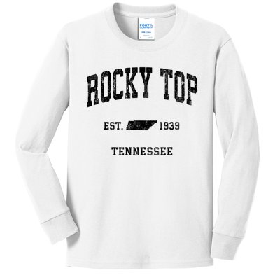 Rocky Top Tennessee Tn Vintage Established Athletic Sports Design Kids Long Sleeve Shirt