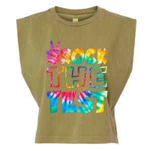 Rock The Test Testing Day Retro Motivational Teacher Student Garment-Dyed Women's Muscle Tee