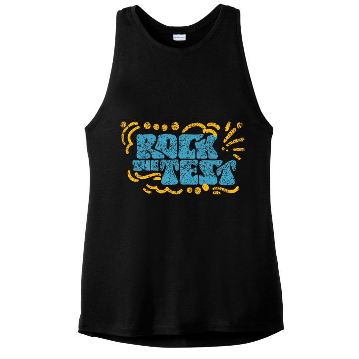 Rock The Test Teacher Test Day Testing Exam Score Ladies PosiCharge Tri-Blend Wicking Tank