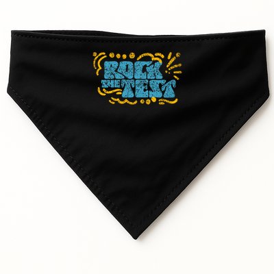 Rock The Test Teacher Test Day Testing Exam Score USA-Made Doggie Bandana