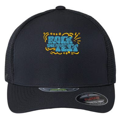 Rock The Test Teacher Test Day Testing Exam Score Flexfit Unipanel Trucker Cap