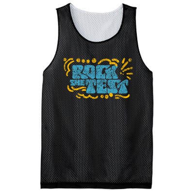 Rock The Test Teacher Test Day Testing Exam Score Mesh Reversible Basketball Jersey Tank