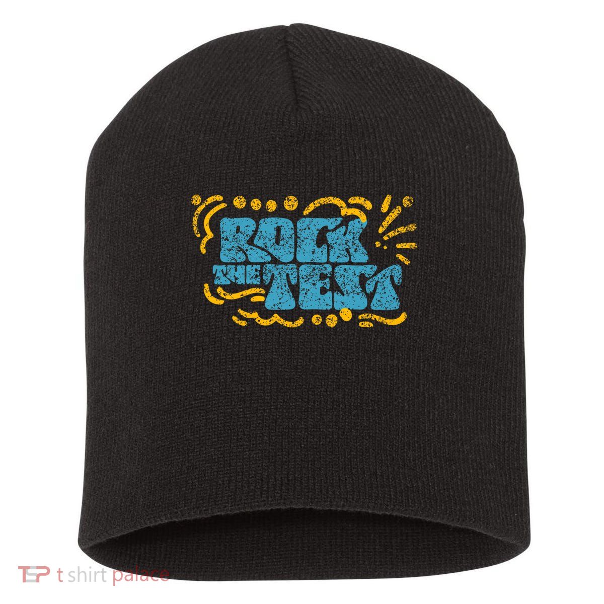 Rock The Test Teacher Test Day Testing Exam Score Short Acrylic Beanie