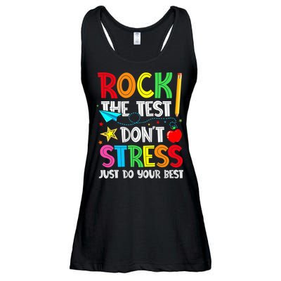 Rock The Test Don't Stress Just Do Your Best Ladies Essential Flowy Tank
