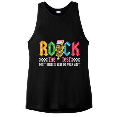 Rock The Test Testing Day Don't Stress ABCD Alphabet Ladies PosiCharge Tri-Blend Wicking Tank