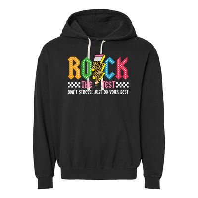 Rock The Test Testing Day Don't Stress ABCD Alphabet Garment-Dyed Fleece Hoodie