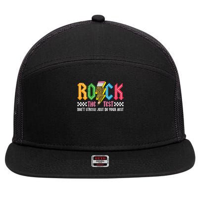 Rock The Test Testing Day Don't Stress ABCD Alphabet 7 Panel Mesh Trucker Snapback Hat