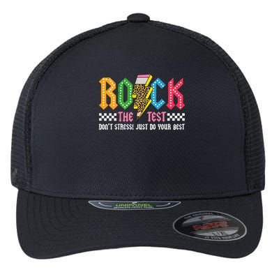 Rock The Test Testing Day Don't Stress ABCD Alphabet Flexfit Unipanel Trucker Cap
