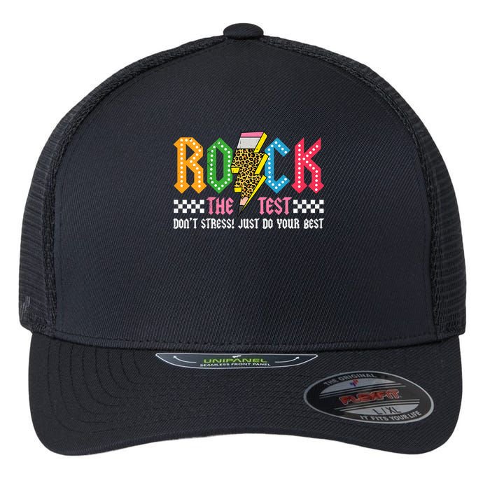Rock The Test Testing Day Don't Stress ABCD Alphabet Flexfit Unipanel Trucker Cap