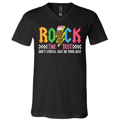 Rock The Test Testing Day Don't Stress ABCD Alphabet V-Neck T-Shirt