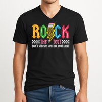 Rock The Test Testing Day Don't Stress ABCD Alphabet V-Neck T-Shirt