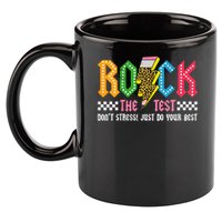 Rock The Test Testing Day Don't Stress ABCD Alphabet 11oz C Handle Ceramic Mug