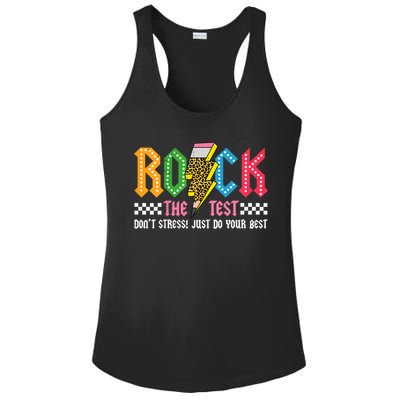 Rock The Test Testing Day Don't Stress ABCD Alphabet Ladies PosiCharge Competitor Racerback Tank