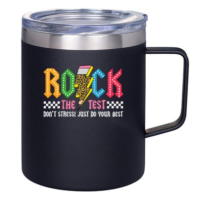 Rock The Test Testing Day Don't Stress ABCD Alphabet 12oz Stainless Steel Coffee Mug