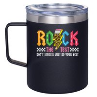 Rock The Test Testing Day Don't Stress ABCD Alphabet 12oz Stainless Steel Coffee Mug
