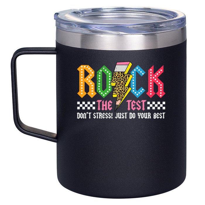 Rock The Test Testing Day Don't Stress ABCD Alphabet 12oz Stainless Steel Coffee Mug