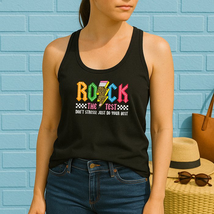 Rock The Test Testing Day Don't Stress ABCD Alphabet Womens Tank Top