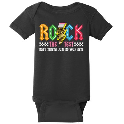 Rock The Test Testing Day Don't Stress ABCD Alphabet Baby Bodysuit