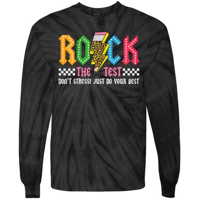 Rock The Test Testing Day Don't Stress ABCD Alphabet Tie-Dye Long Sleeve Shirt