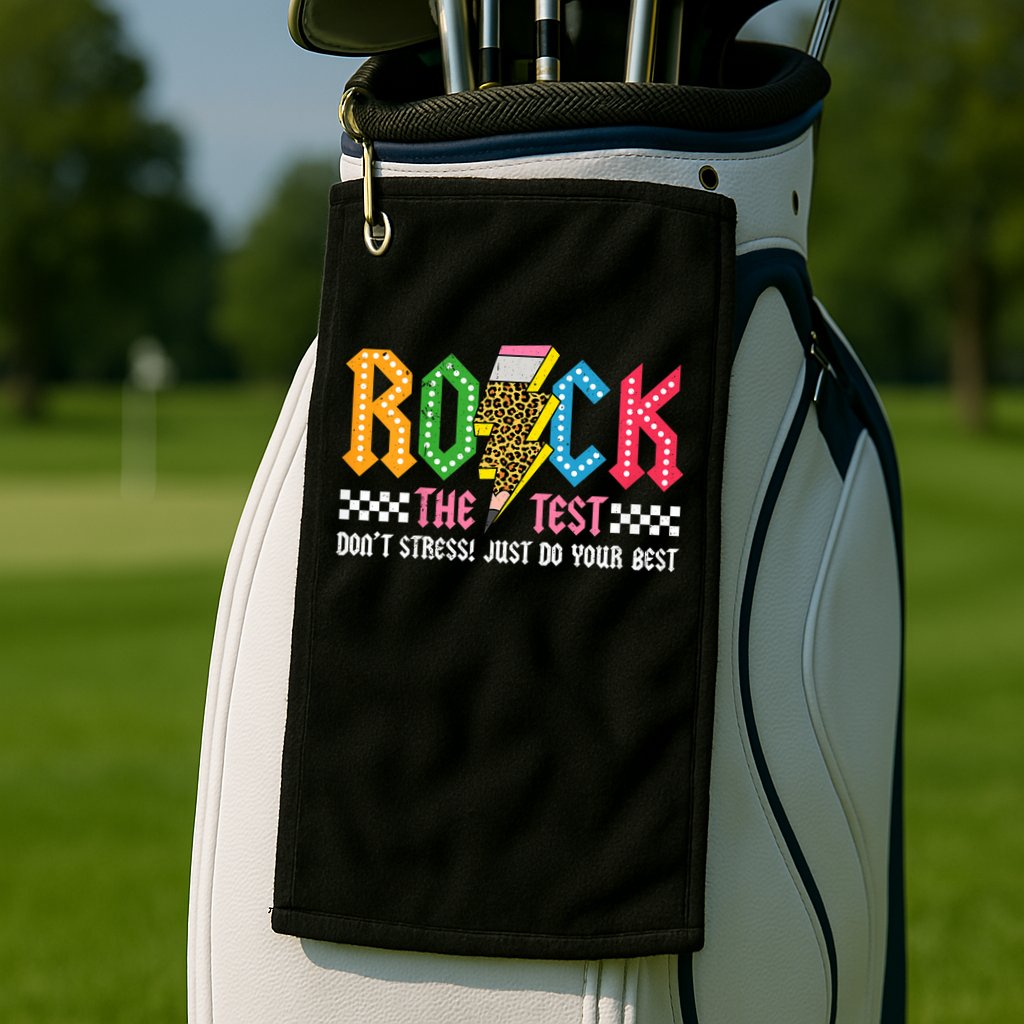Rock The Test Testing Day Don't Stress ABCD Alphabet Golf Towel