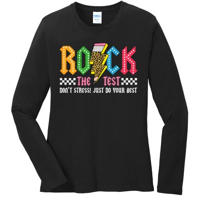 Rock The Test Testing Day Don't Stress ABCD Alphabet Ladies Long Sleeve Shirt