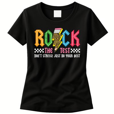 Rock The Test Testing Day Don't Stress ABCD Alphabet Womens T-Shirt