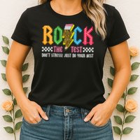 Rock The Test Testing Day Don't Stress ABCD Alphabet Womens T-Shirt