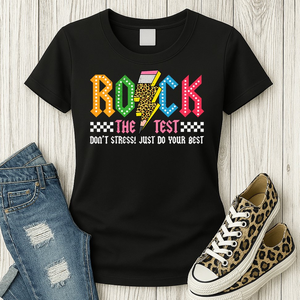 Rock The Test Testing Day Don't Stress ABCD Alphabet Womens T-Shirt