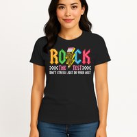 Rock The Test Testing Day Don't Stress ABCD Alphabet Womens T-Shirt