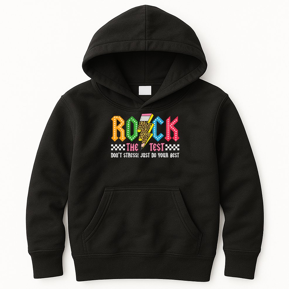 Rock The Test Testing Day Don't Stress ABCD Alphabet Kids Hoodie