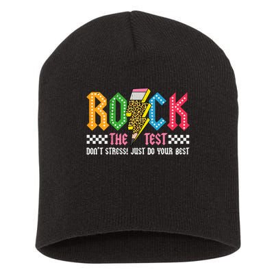 Rock The Test Testing Day Don't Stress ABCD Alphabet Short Acrylic Beanie