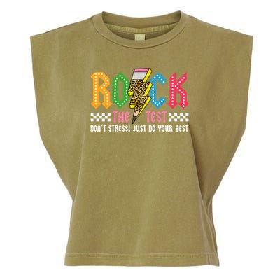 Rock The Test Testing Day Don't Stress ABCD Alphabet Garment-Dyed Women's Muscle Tee