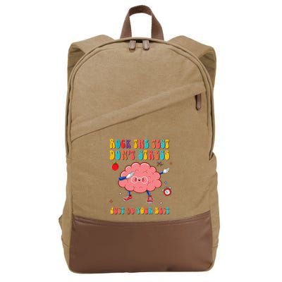 Rock the Test Don't Stress Testing Day Teacher Student Gift Cotton Canvas Backpack