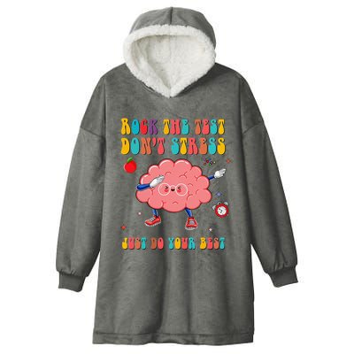 Rock the Test Don't Stress Testing Day Teacher Student Gift Hooded Wearable Blanket