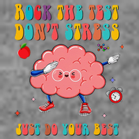 Rock the Test Don't Stress Testing Day Teacher Student Gift 7-Panel Snapback Hat