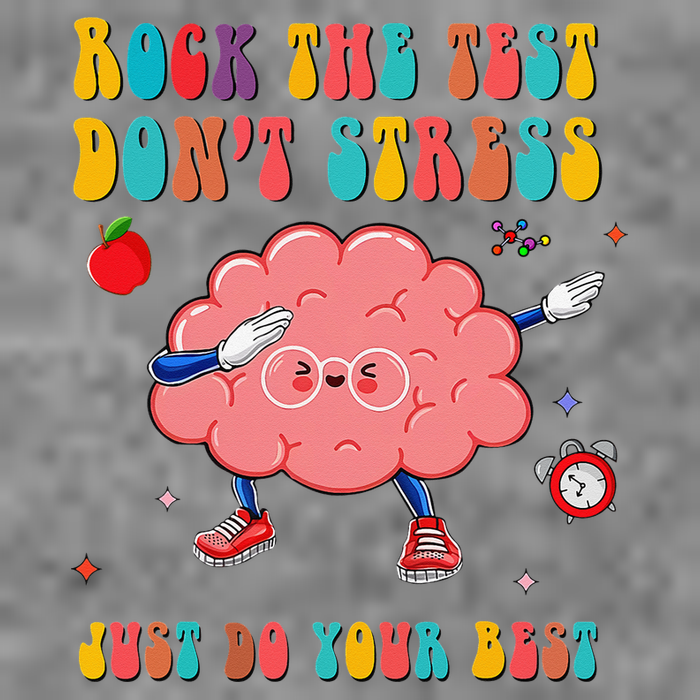 Rock the Test Don't Stress Testing Day Teacher Student Gift 7-Panel Snapback Hat