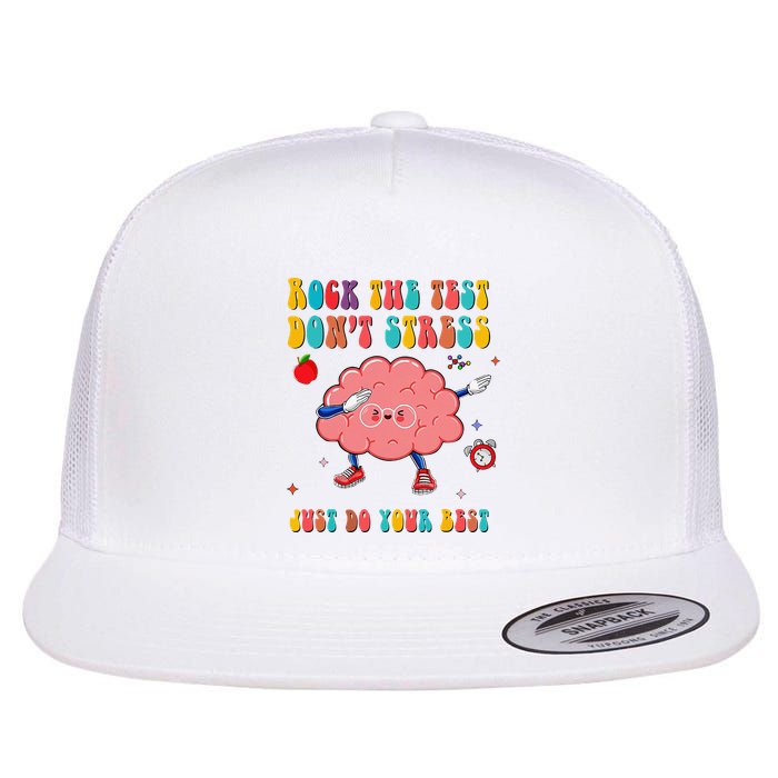 Rock the Test Don't Stress Testing Day Teacher Student Gift Flat Bill Trucker Hat