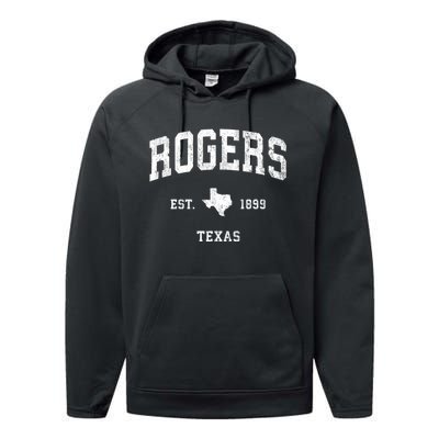 Rogers Texas Tx Vintage Athletic Sports Performance Fleece Hoodie