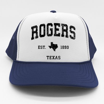 Rogers Texas Tx Vintage Athletic Sports Trucker Hat