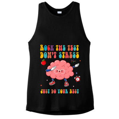 Rock The Test DonT Stress Just Do Your Best Funny Testing Day Ladies PosiCharge Tri-Blend Wicking Tank