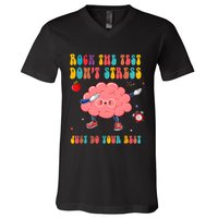 Rock The Test DonT Stress Just Do Your Best Funny Testing Day V-Neck T-Shirt