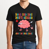 Rock The Test DonT Stress Just Do Your Best Funny Testing Day V-Neck T-Shirt