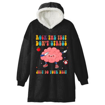 Rock The Test DonT Stress Just Do Your Best Funny Testing Day Hooded Wearable Blanket